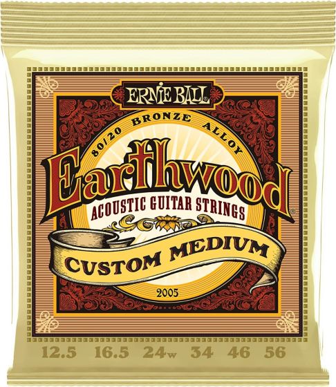 Ernie Ball 2005 Earthwood Custom Medium 80/20 Bronze Acoustic Guitar Strings - 12.5-56 Gauge