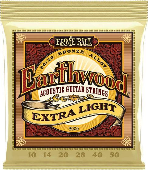 Ernie Ball 2006 Earthwood Extra Light 80/20 Bronze Acoustic Guitar Strings - 10-50 Gauge