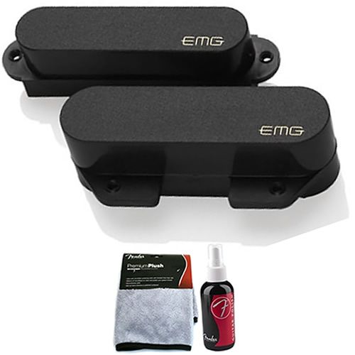 EMG T Set Tele Guitar Pickup Set Black and Shop Cloth