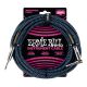 ERNIE BALL 6060 Musical Instrument Shielded Cable, 25 Feet, BRAIDED INSTRUMENT CABLE 25 Feet Black/Blue