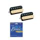 DiMarzio DP260BC Neck and DP261FBC Bridge (F-Spaced) PAF Master Humbucker Pickup Set, Black and Creme, with Free Elixer Custom Light Guitar Strings