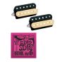 DiMarzio DP260BC Neck and DP261FBC Bridge (F-Spaced) PAF Master Humbucker Pickup Set, Black and Creme, with Ernie Ball EB2223 Super Slinky Strings