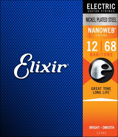 Elixir Electric Nickel Plated Steel Strings w/ NANOWEB Baritone .012-.068