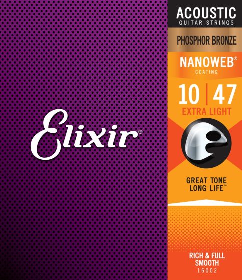 Elixir Acoustic Phosphor Bronze w/ NANOWEB Coating Extra Light .010-.047