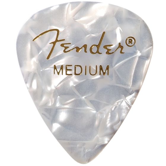 FENDER 351 Shape Premium Picks Medium White Moto -12 Count 