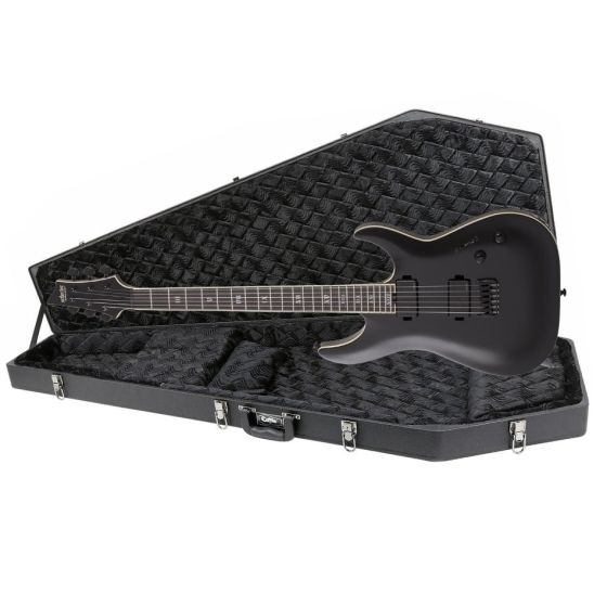 Schecter C-1 SLS Evil Twin Electric Guitar, Black Satin w/ Coffin G185BK Hard Case