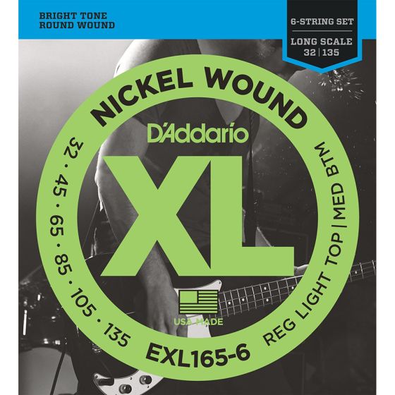 D'Addario EXL165-6 SET BASS XL 32-135 LONG 6STR Electric Bass Strings