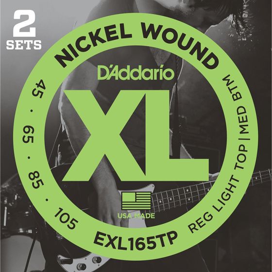 D'Addario EXL165TP 2-PACK BASS XL 45-105 LONG Bass Guitar Strings