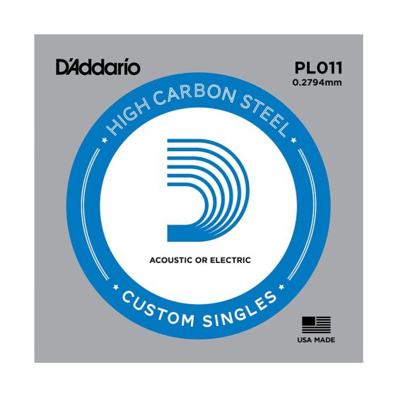 D'Addario PL011 SINGLE PLAIN STEEL 011 Acoustic Electric Guitar String