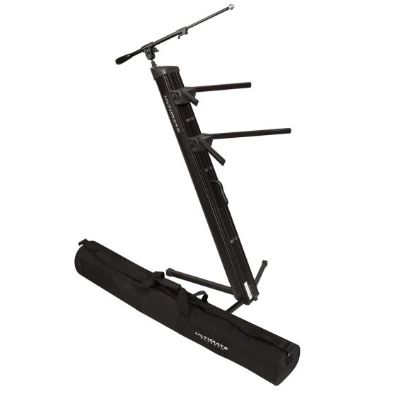 Ultimate Support Stands Apex AX48 Pro-Plus Keyboard Stand Black with bag shown 