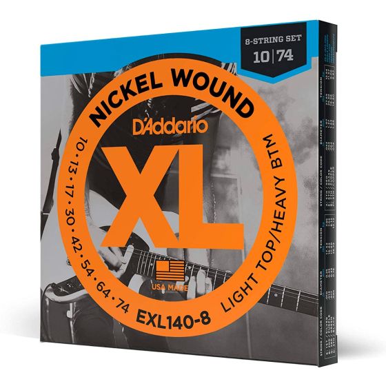 D'Addario EXL140-8 Nickel Wound Electric Strings - .010-.074 8-string Light Top/Heavy Bottom