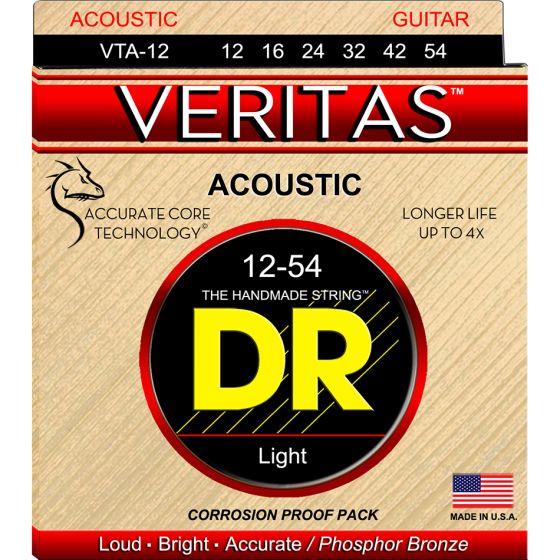 DR Strings VERITAS Phosphor Bronze Acoustic Guitar Strings Light