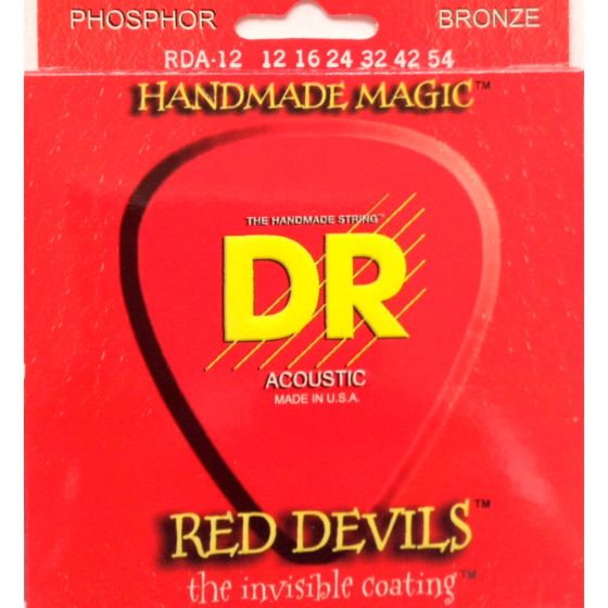 DR Strings Red Devils - Red Coated Acoustic Guitar Strings,12, 16, 24, 32, 42, 54