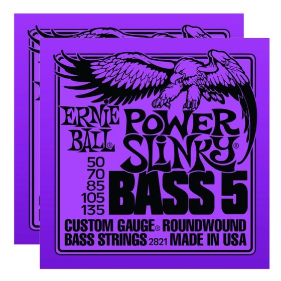 ERNIE BALL Power Slinky 5-string Bass Strings Nickel Wound (2821) - 2 Pack