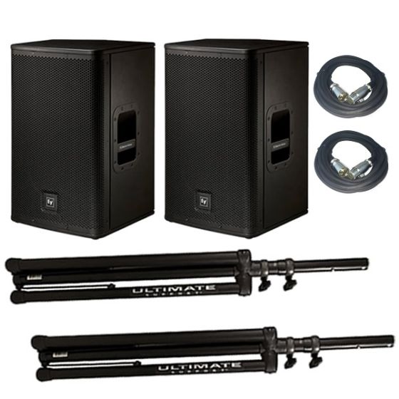 EV Electro Voice ELX115P Active PA Speaker PAIR w/ Ultimate Support Stands