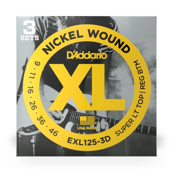 D'Addario EXL125-3D 3-PACK ELEC GTR XL SUPLITE/REG Electric Guitar Strings