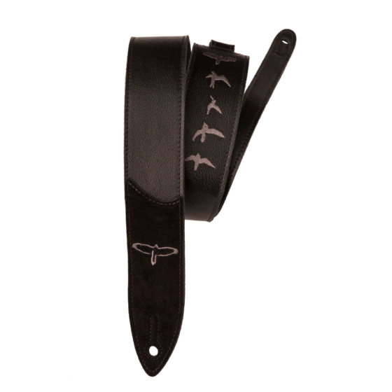 PRS Premium Leather Strap 2" Embroidered Birds, Black