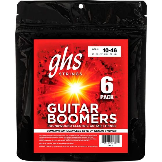GHS EL GTR BOOMER LIGHT 010  5 PACK w/free bonus 6th Set