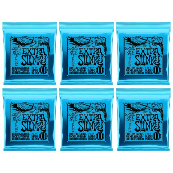 ERNIE BALL Extra Slinky Nickel Wound Electric Guitar Strings (2225) - 6 Pack
