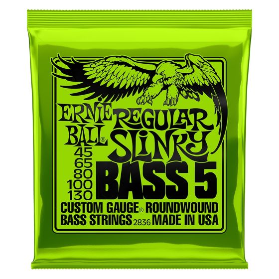 ERNIE BALL Regular Slinky Nickel Wound 5-String Bass Strings (2836) Single Pack