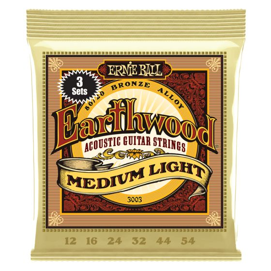 Ernie Ball Earthwood Med-Light String Set 12-54 -3 Pack