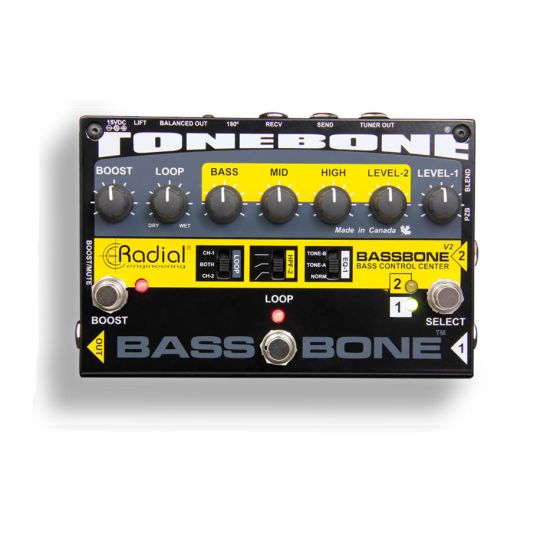 RADIAL Bassbone V2 Bass Preamp and DI Box front all 