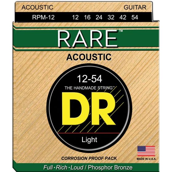DR Strings RARE Phosphor Bronze Acoustic Guitar Strings (12-54)