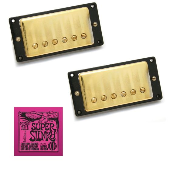 Seymour Duncan Antiquity Humbucker Pickup Set Aged Gold with Ernie Ball EB2223 Super Slinky Strings
