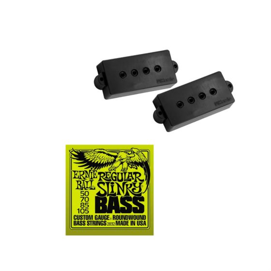DiMarzio DP122BK P-Bass Pickup, Black with Free Ernie Ball Regular Slinky Strings EB2832