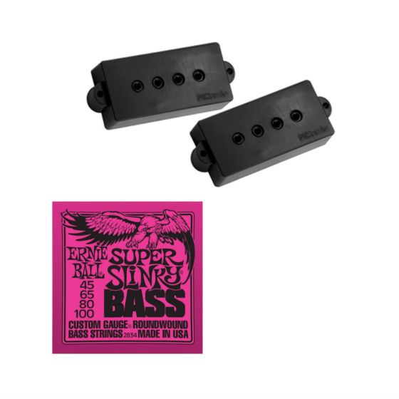 DiMarzio DP122BK P-Bass Pickup, Black with Free Ernie Ball Super Slinky Strings EB2834