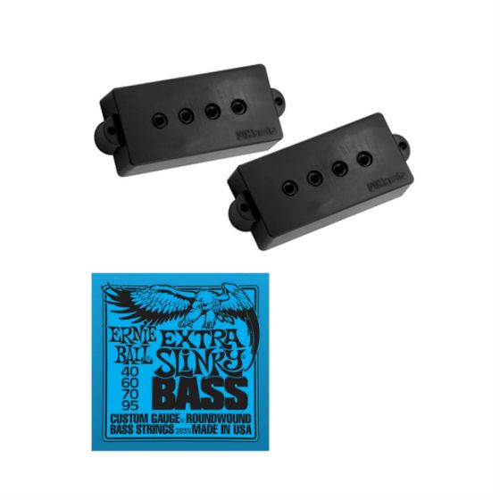 DiMarzio DP122BK P-Bass Pickup, Black with Free Ernie Ball Extra Slinky Strings EB2835