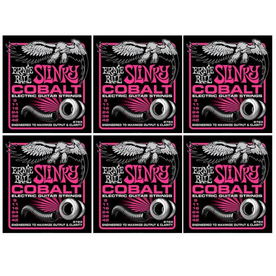 ERNIE BALL Cobalt Super Slinky Electric Guitar Strings (2723) - 6 Pack