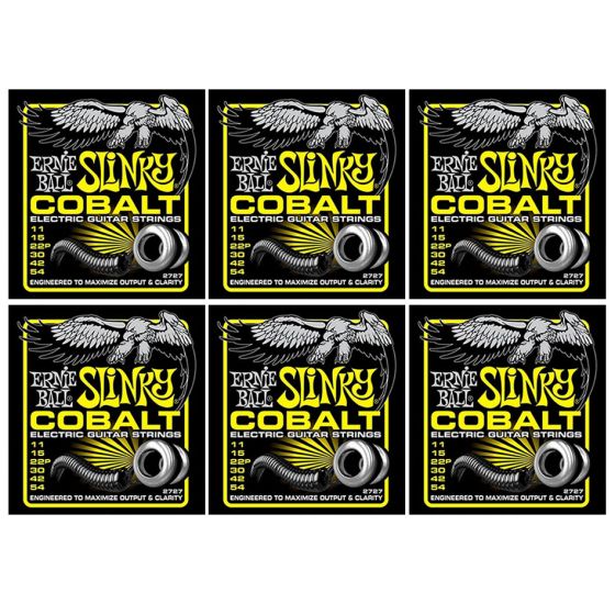 ERNIE BALL Cobalt Beefy Slinky Electric Guitar Strings (2727) - 6 Pack