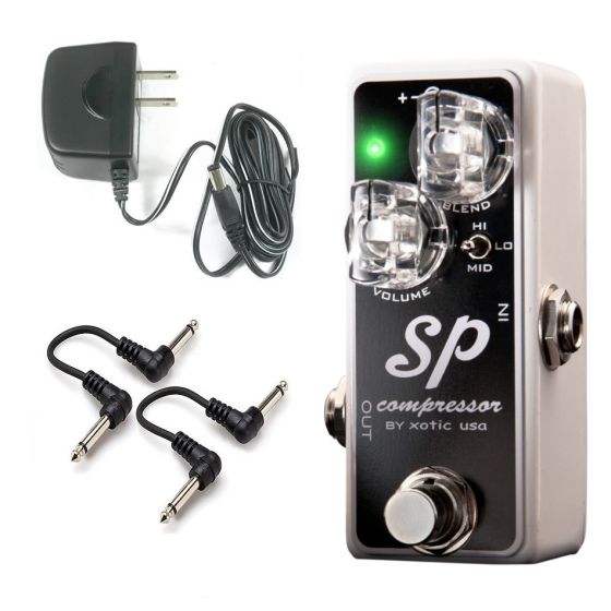 Xotic SP Compressor Guitar Effects Pedal Free Power Adapter and 2 Patch Cables