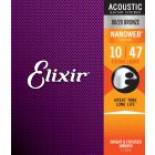 ELIXIR Acoustic Guitar Strings 80/20 Bronze Extra Light (10-47) NANOWEB Coating