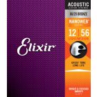 ELIXIR Acoustic Guitar Strings 80/20 Bronze Light Medium (12-56) NANOWEB Coating