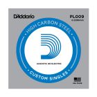 D'Addario PL009 SINGLE PLAIN STEEL 009 Acoustic Electric Guitar String