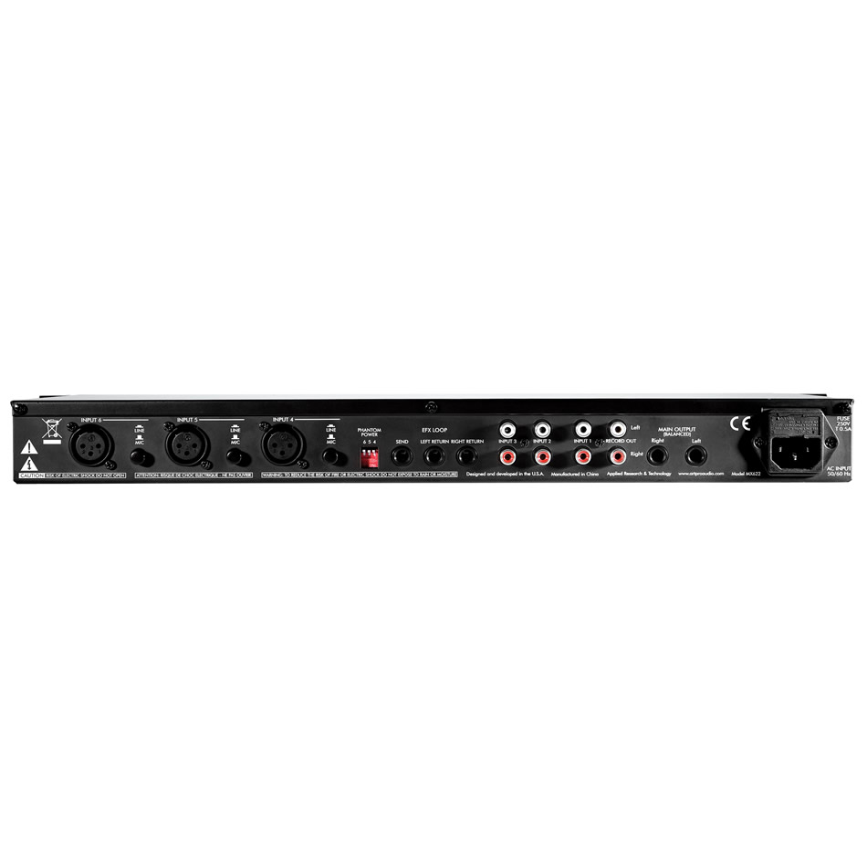 ART MX622 - 6 Ch (1U) Stereo Mixer w/ EQ/EFX Loop