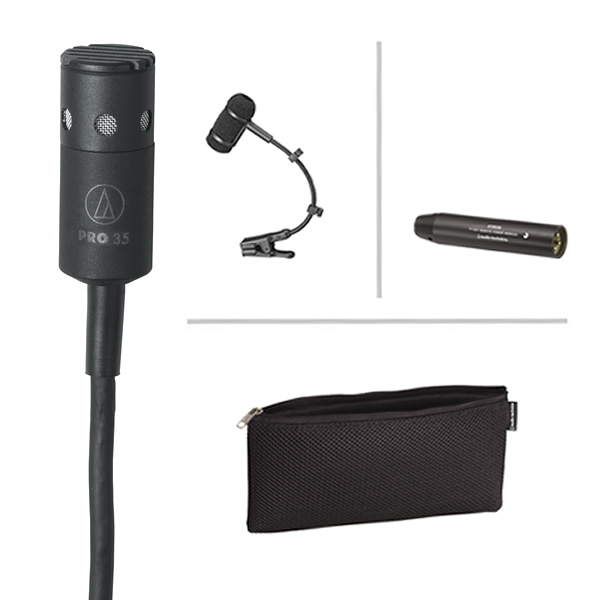 Audio Technica PRO35 Cardioid Condenser XLR Clip-on Instrument Microphone with accessories