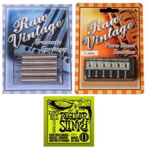 RAW VINTAGE RVTS-1 Tremolo Spring Set , RVS-112 11.2mm Bridge Saddle & Ernie Ball Strings