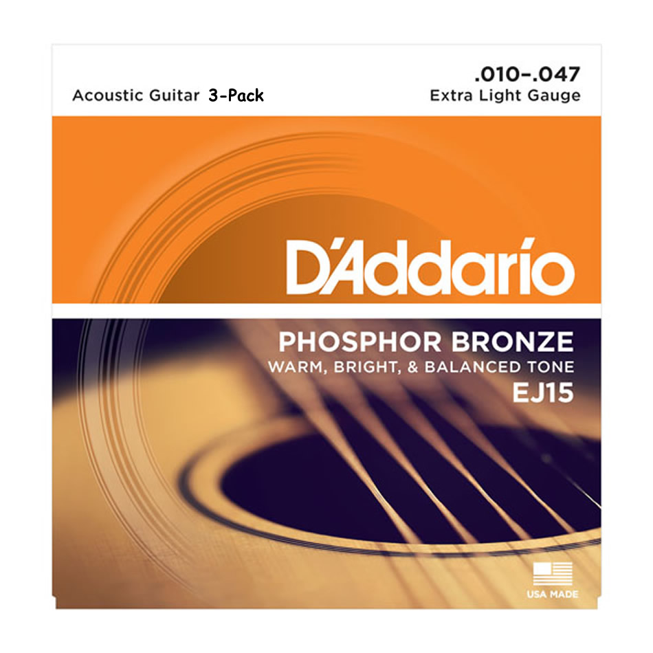 D'ADDARIO EJ15 Phosphor Bronze, Extra Light, 10-47 , Acoustic Guitar Strings info 3