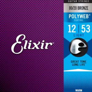 ELIXIR Acoustic Guitar Strings 80/20 Bronze Light (12-53) POLYWEB Coating-0