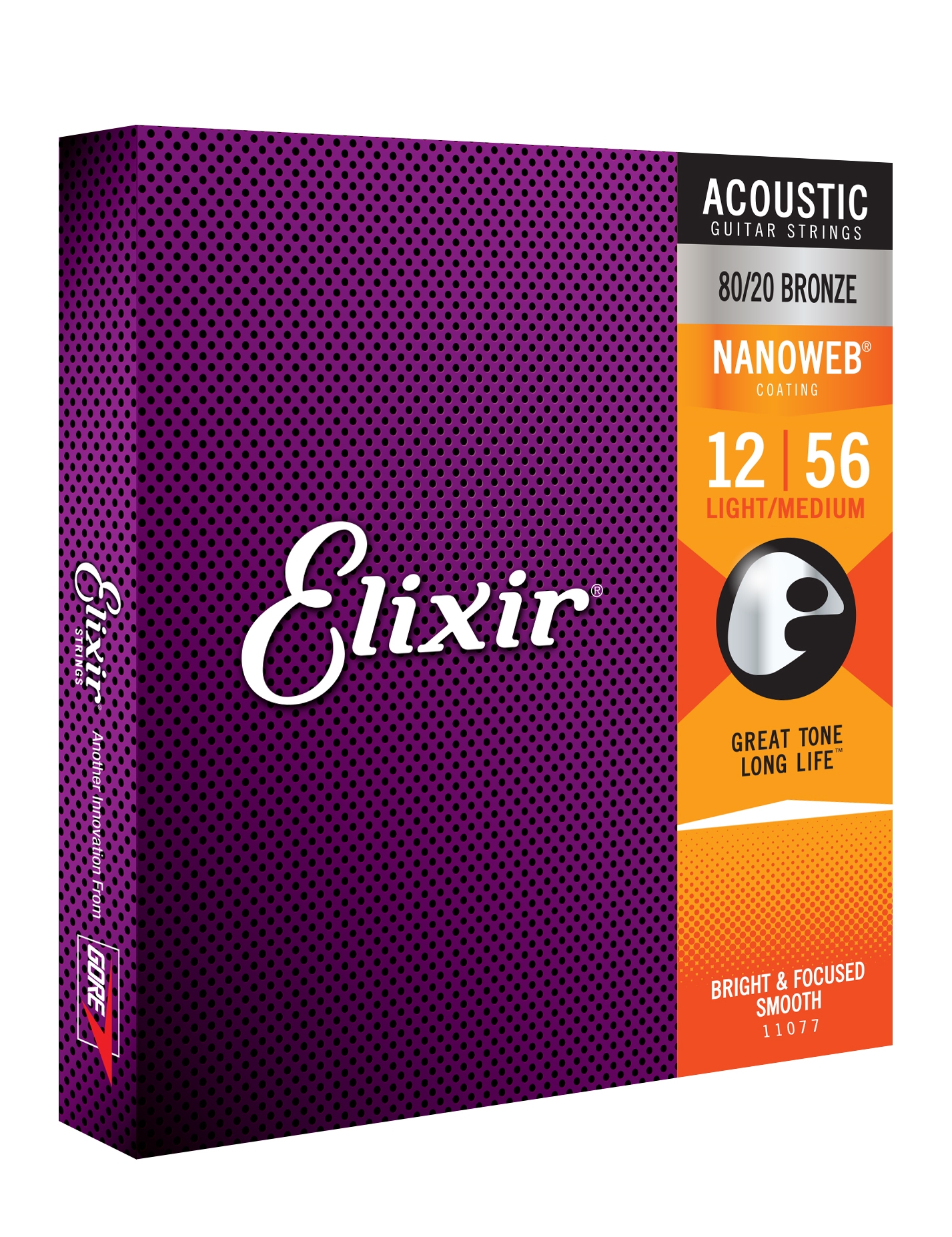 ELIXIR Acoustic Guitar Strings 80/20 Bronze Light Medium (12-56) NANOWEB Coating-76447