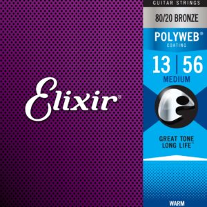 ELIXIR Acoustic Guitar Strings 80/20 Bronze Medium (13-56) POLYWEB Coating-0