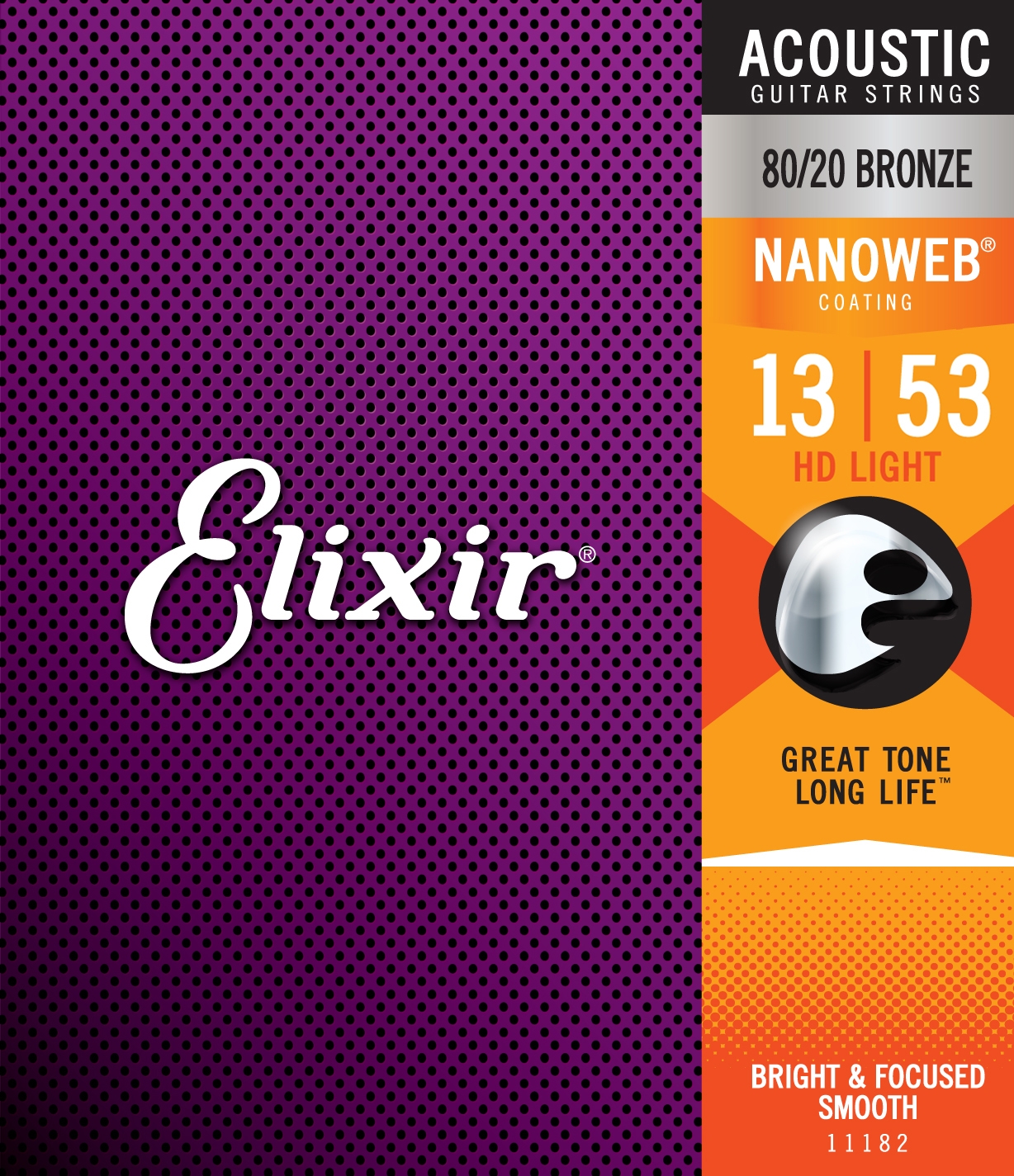 ELIXIR Acoustic Guitar Strings 80/20 Bronze HD Light (13-53) NANOWEB Coating-0