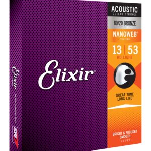 ELIXIR Acoustic Guitar Strings 80/20 Bronze HD Light (13-53) NANOWEB Coating-76441