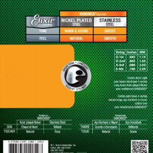 ELIXIR Electric Bass Nickel Plated Steel Strings Light 45-100 NANOWEB Long Scale-76422
