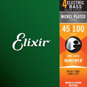 ELIXIR Electric Bass Nickel Plated Steel Strings Light 45-100 NANOWEB Long Scale-0