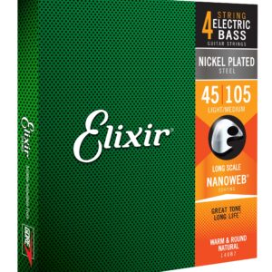 ELIXIR Bass Nickel Plated Steel Strings Light/Medium 45-105 Extra Long Scale-76417