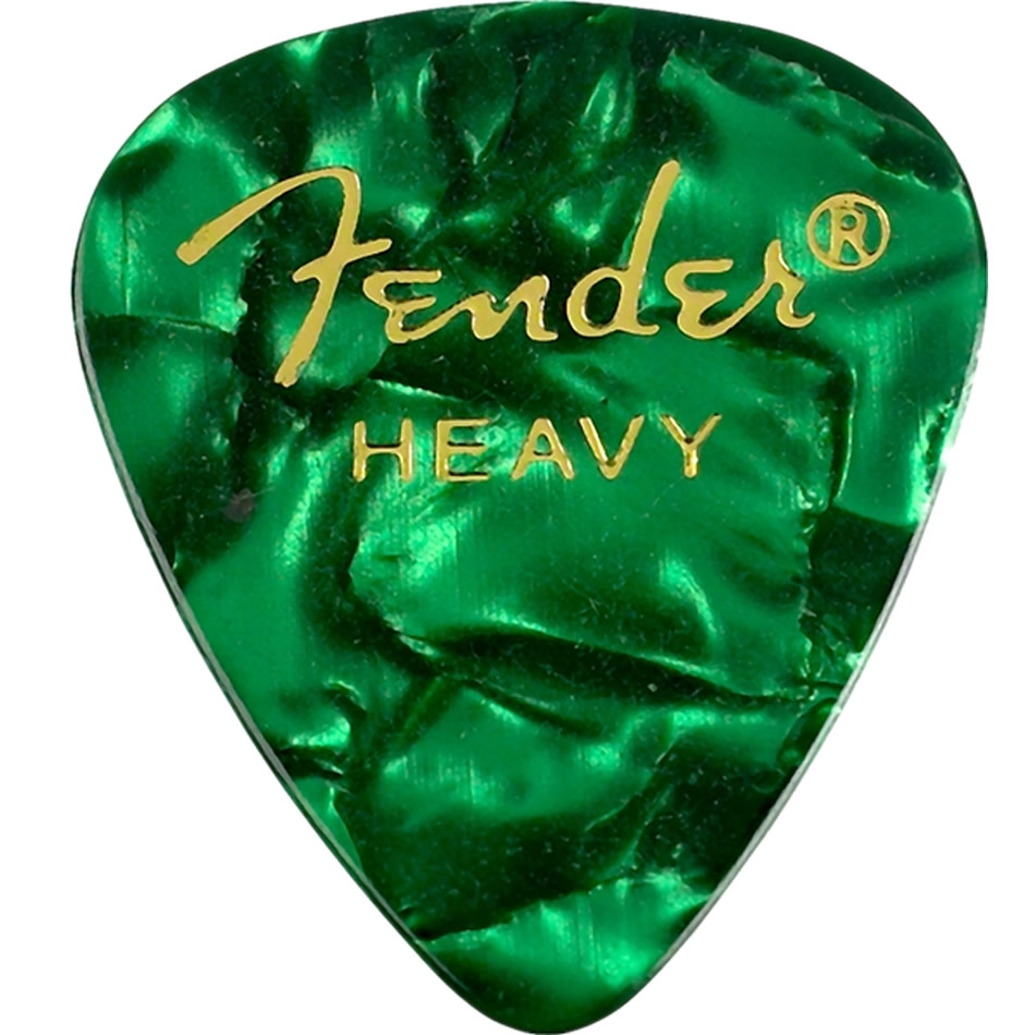 FENDER 351 Shape Premium Picks Green Moto- Heavy -Pack of 12